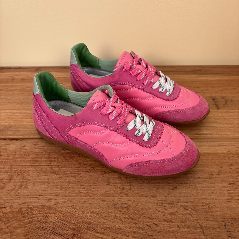 DOLCE VITA Laini Sneakers Pink Women Size 7.5 Suede Low Top Multicolor Laces